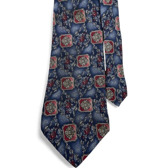 Requirements Silk Tie Geometric Blue Paisley - Picture 1 of 7